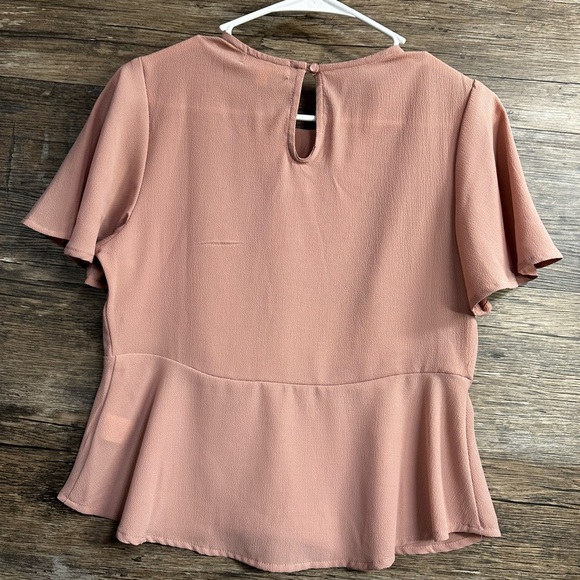 Monteau Pink Mauve Flutter Sleeve Peplum Blouse Small - Picture 2 of 5